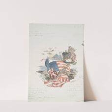 Décor de plat (Le vieux monde et la jeune Amérique). (1866 - 1878) by Félix Bracquemond