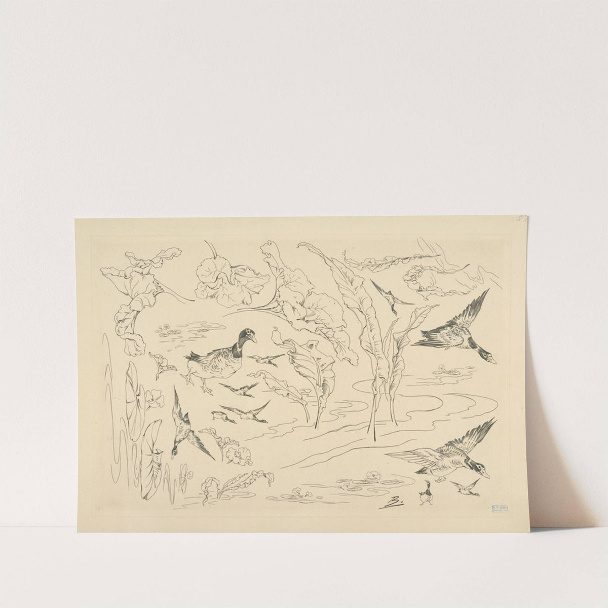 Décor de service de toilette; canards et grandes feuilles. (1866 - 1878) by Félix Bracquemond