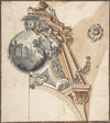 Decoration over an Arch with a Landscape Scene in a Round Compartment