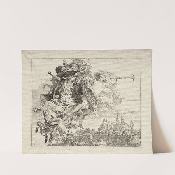 Dedication with Winged Figure of Fame bearing the Arms of the Prince-Bishop of Wurzburg (1750–1753) by Giovanni Domenico Tiepolo