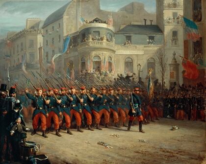 DÃ©filÃ© sur le boulevard des Italiens, des troupes de l’armÃ©e de CrimÃ©e, le 29 dÃ©cembre 1855