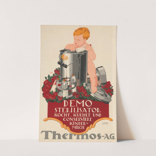 Demo Sterilisator kocht, kühlt und konserviert Kindermilch. Thermos-A.G. (ca. 1913 - 1914) by Wolf Schmidt