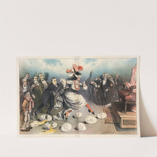 Democracy’s disastrous egg-dance (1884) by Joseph Ferdinand Keppler