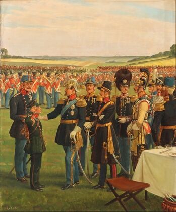 Den lille hornblæser får et skulderklap af Frederik VII — size preview