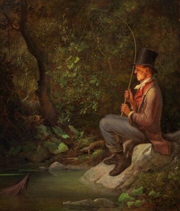 Der Angler am Waldbach