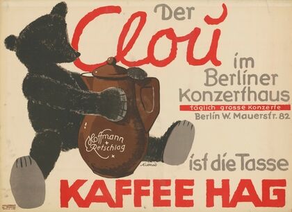 Der Clou ist die Tasse Kaffee Hag, im Berliner Konzerthaus (1910)