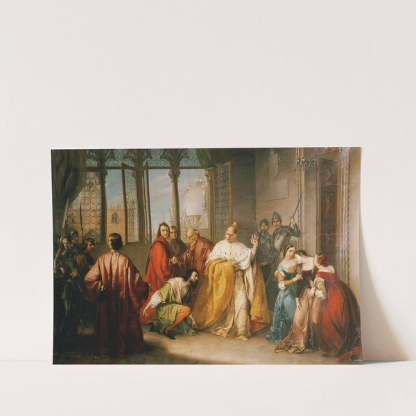 Der Doge Francesco Foscari schickt seinen Sohn Giacomo in die Verbannung (&#039;I due Foscari&#039;) by Michelangelo Grigoletti