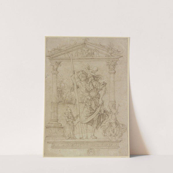 Der Heilige Christophorus mit kniendem Stifter, in Renaissance-Umrahmung by Hans von Kulmbach