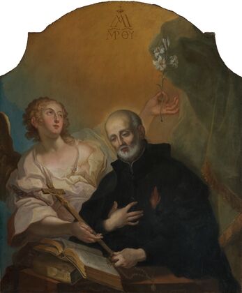 Der Heilige Joseph von Calasanza, meditierend, mit einem Engel