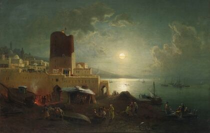 Der Jungfrauenturm (Qiz Qalasi) in Baku am Kaspischen Meer (1880)