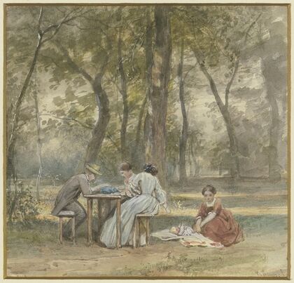 Der Künstler mit seiner Familie in Ferien