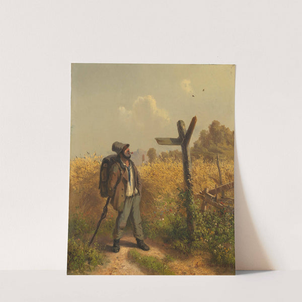 Der Landstreicher am Wegweiser by Adolf Heinrich Lier