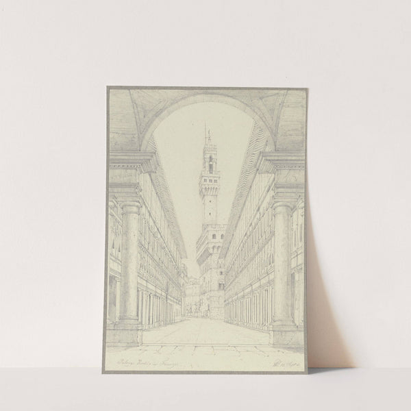 Der Palazzo Vecchio in Florenz vom Hof der Uffizien aus gesehen by Friedrich Wilhelm Ludwig