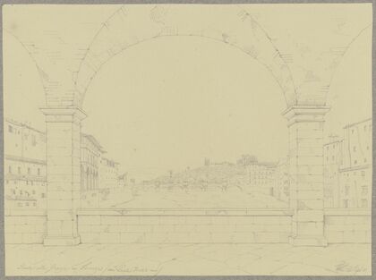 Der Ponte alle Grazie in Florenz, vom Ponto Vecchio aus gesehen
