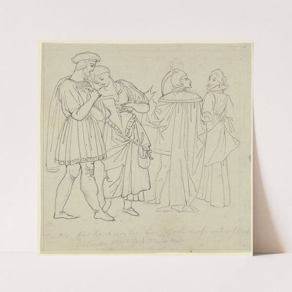 Der Spaziergang im Garten; Faust und Gretchen, Mephisto und Marthe (ca 1810-1811) by Peter von Cornelius