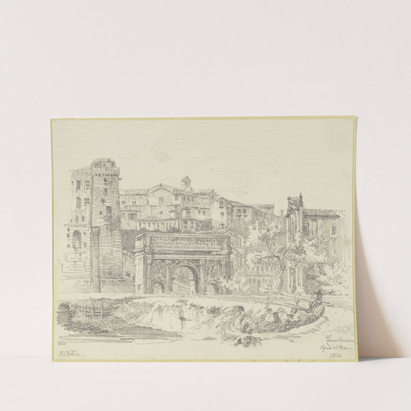 Der Triumphbogen des Septimius Severus und die Curia Iulia auf dem Forum Romanum in Rom by Friedrich Osten