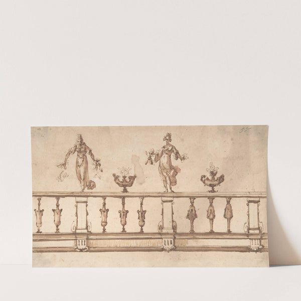 Design for a Balustrade with Female Figures and Urns (16th–17th century) by Giulio Parigi