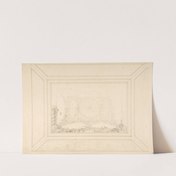 Design for a ceiling decorated with trellis work and a trompe l&#039;oeil balustrade by Jules-Edmond-Charles Lachaise