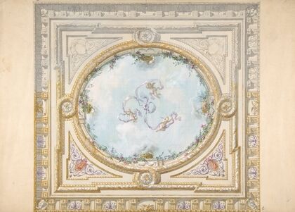 Design for a ceiling in rococo style with a trompe l’oeil oculus