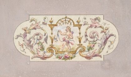 Design for a ceiling with a putto set in a border