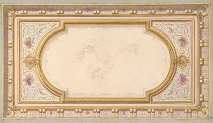 Design for a ceiling with ribbon bearing putti