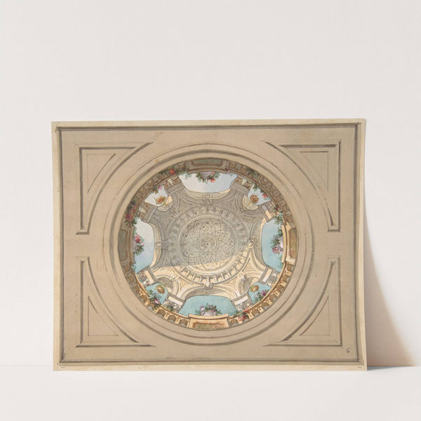 Design for a ceiling with trompe l&#039;oeil balustrade by Jules-Edmond-Charles Lachaise