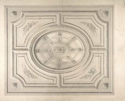 Design for a ceiling with trophies and a trompe l’oeil coffers