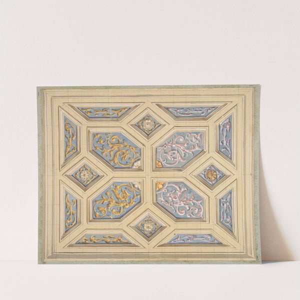 Design for a coffered ceiling decorated with rinceaux by Jules-Edmond-Charles Lachaise