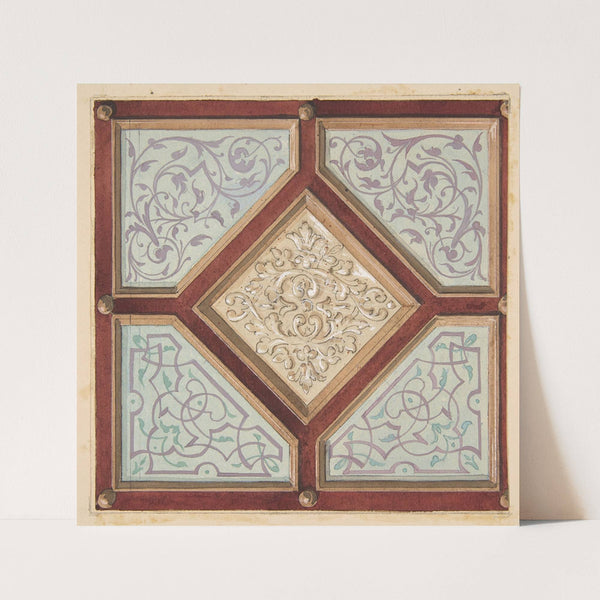 Design for a coffered ceiling with alternative decorative patterns (1840–97) by Jules-Edmond-Charles Lachaise