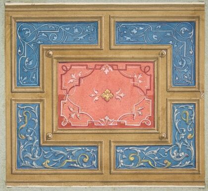 Design for a coffered ceiling with painted panels (1840–97)