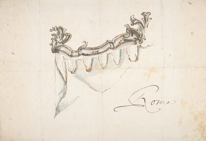 Design for a Crest with Drapery (the Upper Part of a Canopy or Window Treatment)