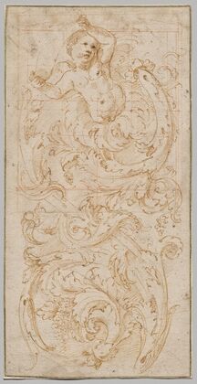 Design for a Frieze with a Putto and Acanthus Leaves (c. 1520)