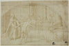 Design for a Lunette; Devils and Saint in a Monastery