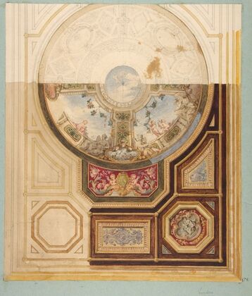 Design for a paneled ceiling with a trompe l’oeil dome in London