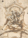 Design for a sculptural group with God the Father in a niche