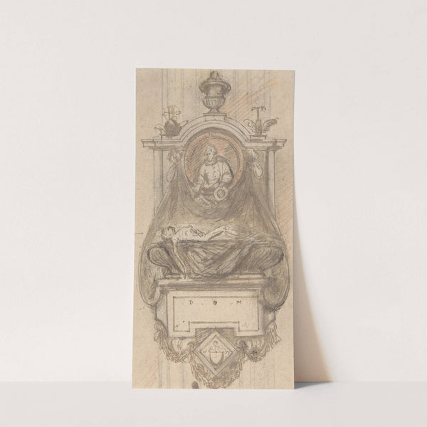 Design for a sepulchral monument with a portrait bust by Hendrik-Frans Verbruggen