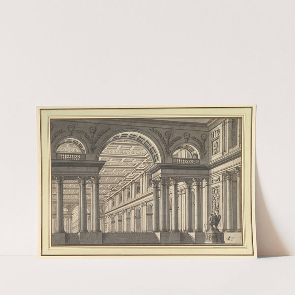 Design for a Stage Set; Classical Arcaded Gallery with Triumphal Arch Motif by Paolo Landriani