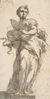 Design for a Statue of Prudence with Sketches at Upper Left Corner