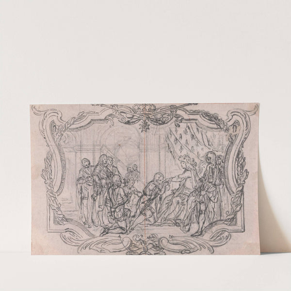 Design for a Vignette; The King of France Surrounded by Courtiers by Hubert-François Gravelot