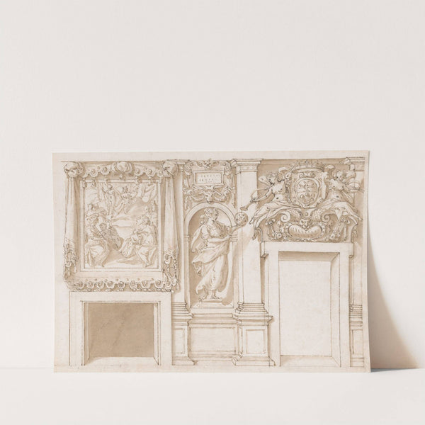 Design for a Wall Decoration with Apollo and the Muses, a Figure of Astronomy, and the Coat-of-Arms of a Grand Duke of Tuscany as Grand Master of the Order of Santo Stefano by Marco Marchetti