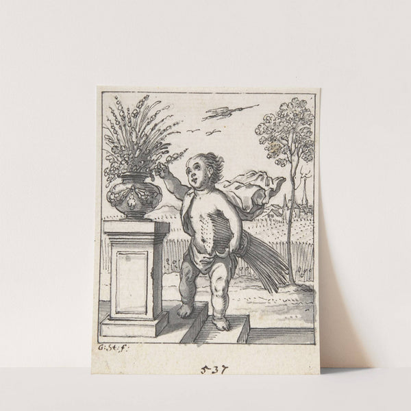 Design for an Emblem with a Child Picking Flowers (1633–75) by Georg Strauch