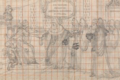 Design for an Engraving; Parlement de Paris Reassembling with Figure of Justice