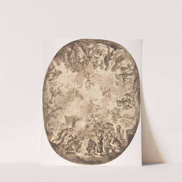 Design for an Oval Ceiling with Four New Testament Scenes by Bartolommeo Tarsia