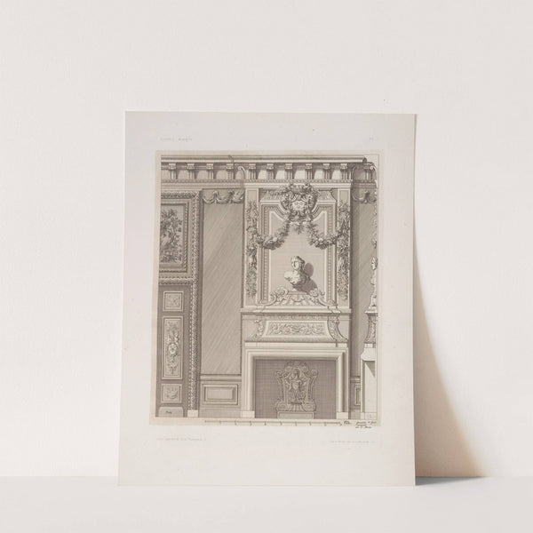 Design for chimney piece with bust of woman and garlands above. by André-Charles Boulle