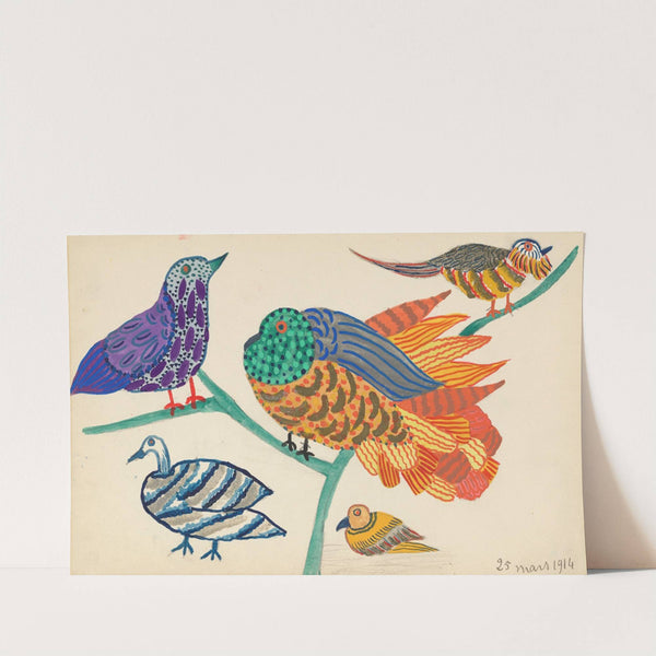 Design for embroidery of birds (1914) by Atelier Martine