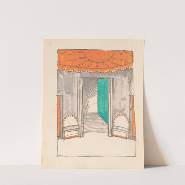 Design for miscellaneous interior.] [Sketch of interior by Winold Reiss