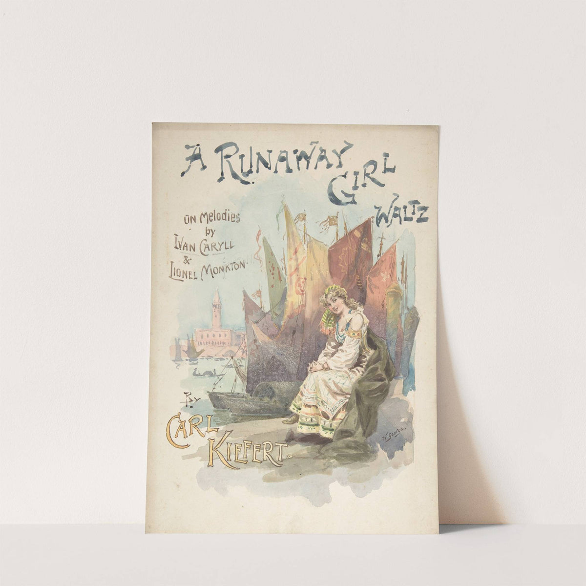 Design for music cover; A Runaway Girl Waltz (1898) by W. George