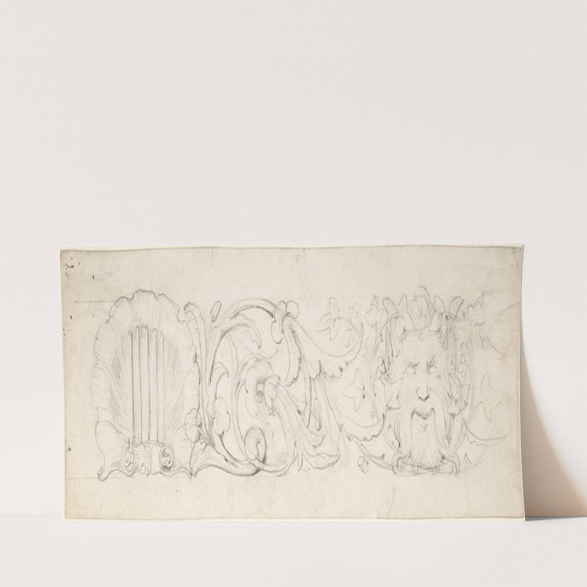 Design for Ornamental Frieze with Shell, Foliage and Satyr’s Head (1805–40) by William Pitts