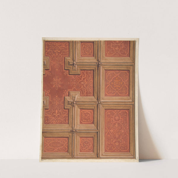 Design for the decoration of a coffered ceiling ornamented with the name &#039;Racine&#039; and entwined letters; DD by Jules-Edmond-Charles Lachaise