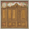Design for the decoration of a room with a large wood-paneled cupboard surmounted by the monogram; H (1830–97)